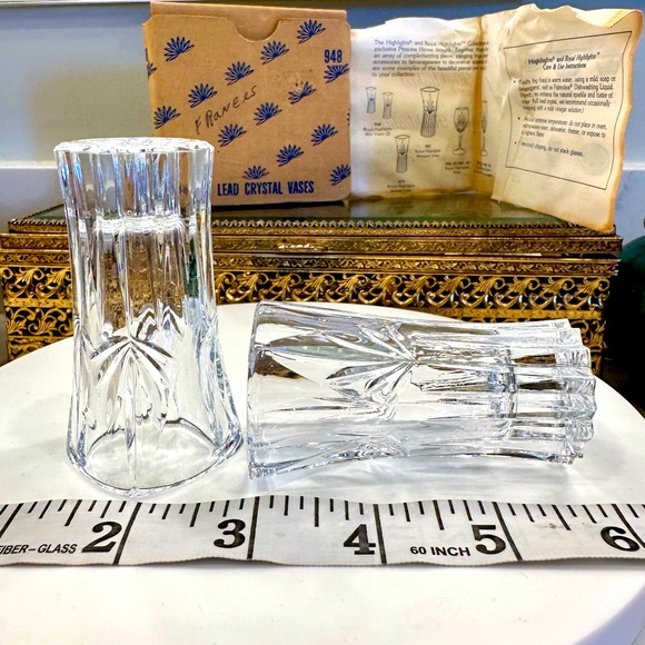 Princess House VTG 1988 Royal Highlights Cut Lead Crystal Mini Vases, 2, NIB EUC - Picture 10 of 17